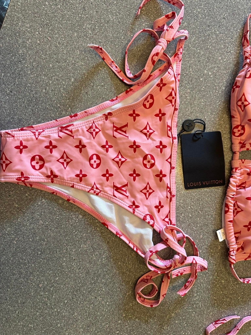Pink Monogram Triangle String Bikini XL - Picture 3 of 4